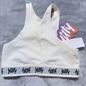 Yitty Major Label Smoothing Cross Front Bralette Ivory M Ribbed Mesh Gym Workout